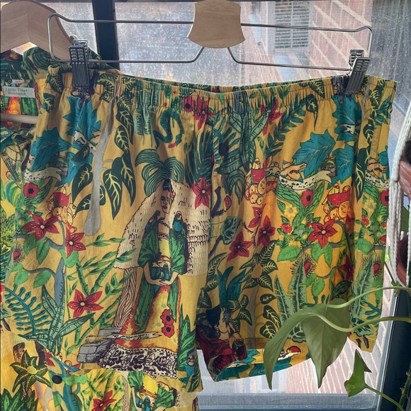 Little Tibet Boutique Hand Block Print Cotton Pajama Set: Frida Kahlo - Picture 2 of 12